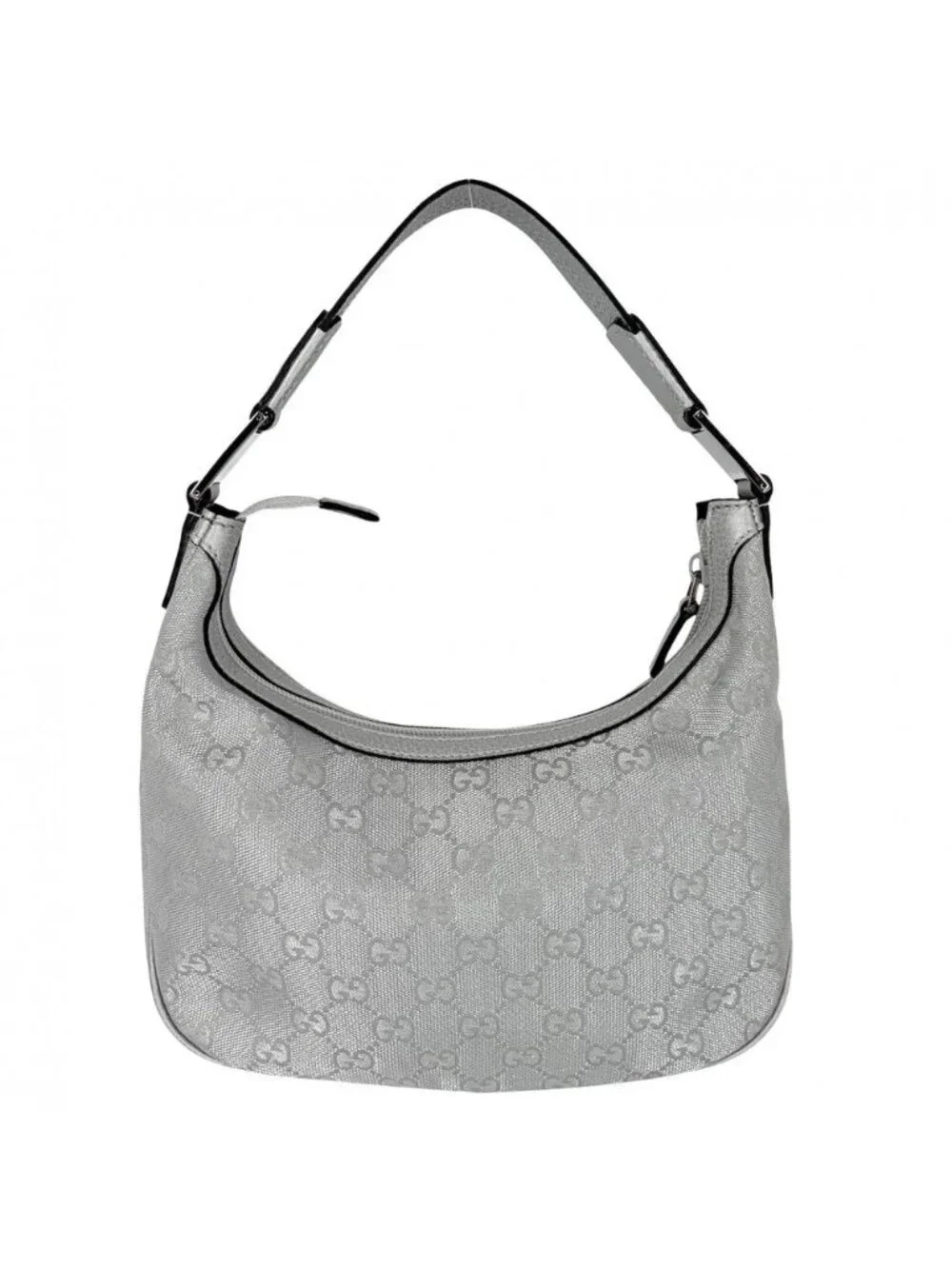 Gucci Handbag Small Web Pop Hobo GG Plus Leather Silver